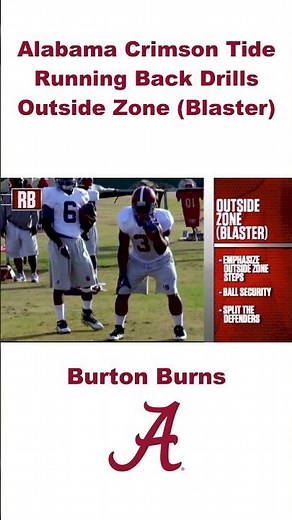 Alabama Crimson Tide Running Back Drills Outside Zone Blaster #ncaa #footballdrills #coaching