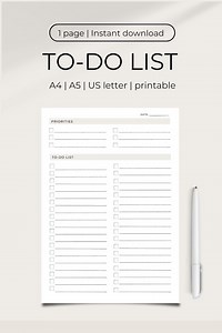 Printable to Do List | Daily, Weekly To-do Pdf Planner Checklist | A4 and Us Letter Size Print at Home Task Checklist | Instant Download - Etsy Australia