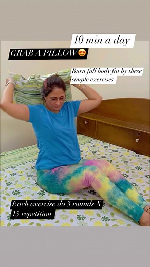 399K views · 4.5K reactions | Grab a pillow and get moving . It doesn’t take much to exercise. #pillowworkout #weightloss #simpleworkout #homepilloworkout | Bend it with Ritu | Facebook