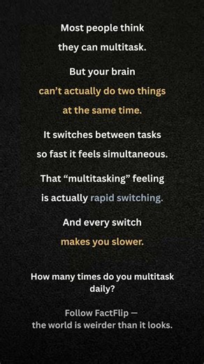 Multitasking is a lie your brain believes #shorts #facts #knowledge #multitasking #psychology