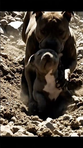 Pitbull Mom Rescues Her Puppies from the Rubble 🐶💔 | Part 2 #pitbull #shorts #rescue