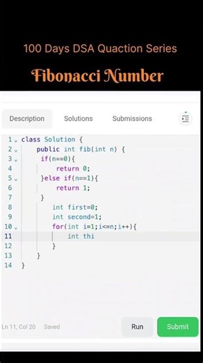 DSA: Fibonacci Number #programming #viral #coding #shorts #trending #explore #algorithm #explorepage