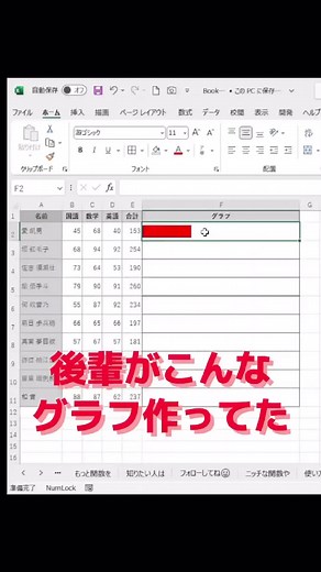 関数を使った簡単棒グラフの作成法