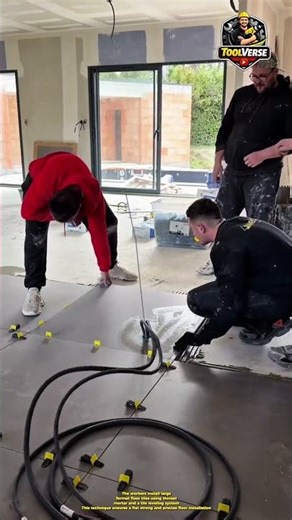 Large Format Floor Tile Installation Using a Leveling System #constructionwork #factorywork