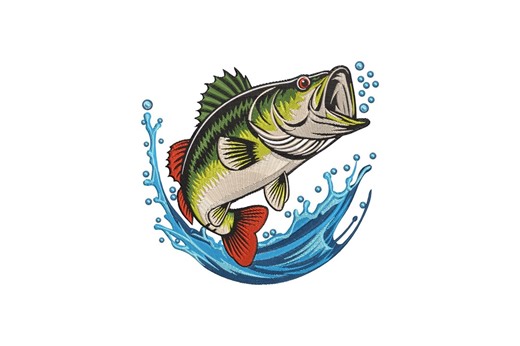 Bass Fish Jumping Embroidery Design, Bass Fish Machine Embroidery Design, 4 Sizes, Instant Download - Etsy