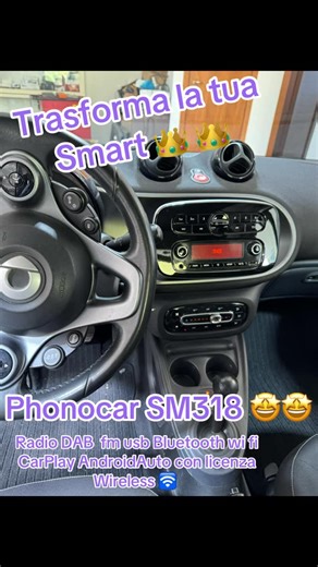 Procar Service srl on Instagram: "Phonocar trasforma completamente la tua Smart grazie al kit SM318 potrai sostituire la radio base con un sistema multimediale completo . CARATTERISTICHE PRINCIPALI LICENZA UFFICIALE APPLE CARPLAY ED ANDROID AUTO WIRELESS. SISTEMA OPERATIVO ANDROID. AVVIO ULTRAVELOCE E FUNZIONAMENTO STABILE. MEMORIA INTERNA 64 GB. MONITOR QLED HD. SUPER BROADCASTING DAB+. RECUPERA: comandi al volante. INFO RIVENDITORI WHATSAPP 0671355510 #iltuodistributoredifiducia #procarserivic