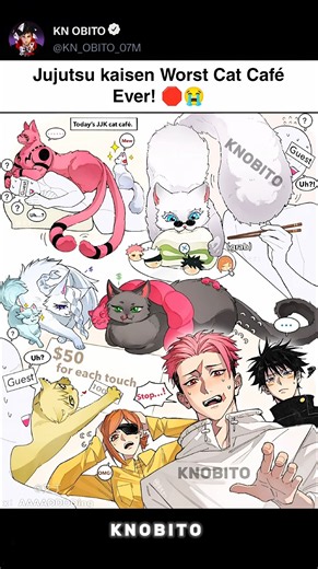 Jujutsu Kaisen Worst Cat Café Ever! 🛑😭 #anime #memes #jujutsukaisen #jjk #sukuna #gojo