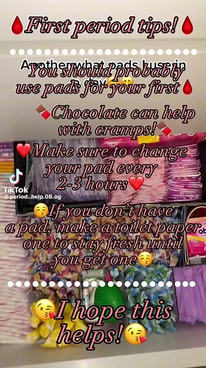 First period tips!! #firstperiod #slay #girlonly #pads #puberty #chocolate #pad #toiletpaper #2to3hours #fyp #fy #foryou #fypシ