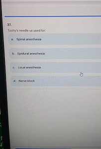 Question:Tuohy's needle is used for:a. Spinal anesthesiab.... | Filo