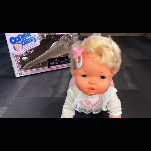 Vintage 1980s Oopsie Daisy Doll Crawls Falls & Cries Baby Crawling Falling Toy
