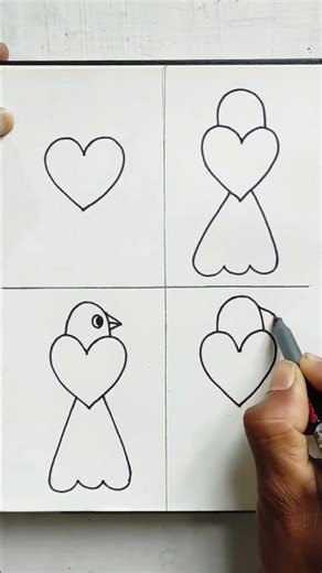 love with easy bird drawing #drawingprocess #drawingtutorial