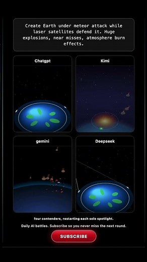 ChatGPT vs Kimi vs Gemini vs DeepSeek: Earth Meteor Defense (Canvas) #aicoding #geminiai