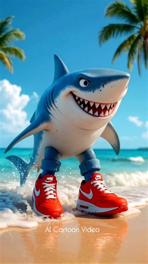Tralalero Tralala Shark With Blue Shoes || #surfing #ytshorts #meme #memesdaily #seaside #beach