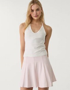Stradivarius - Top dos nu avec liens noués autour du cou - Écru | ASOS