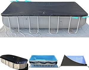 8x16Ft Rectangular Pool Cover with Side Storage for Oval and Rectangular Above Ground Pool, One-Piece Solar Oval Pool Cover, Preventing Waterlogging, UV and Weather Resistant WP:10000kPa+
