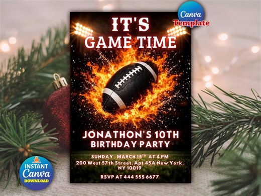 Editable Football Invitation, Football Game Time Invitation, Digital Football Birthday Invite, Football Game, Printable Sports Party Invite - Etsy