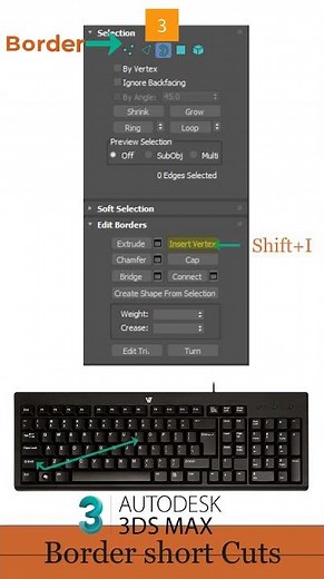 Edit poly modifier | Border shortcut