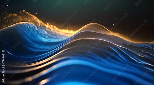 A powerful wave of water is captured in motion, showcasing the dynamic force and fluid movement of the water. The wave appears to be crashing or breaking, creating a visually striking scene