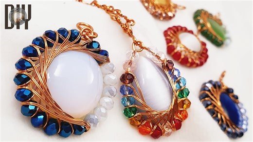 Moon | pendant | crystal beads | big stone without holes | round cabochons @LanAnhHandmade 714