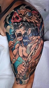 He said he’s built different… so I made sure the ink was too. 🐗⚡️” Inosuke Hashibira from Demon Slayer — wild energy, bold lines, zero chill. Anime tattoos deserve this kind of chaos. Full color, high contrast, Beast Breathing attitude. For fans of Kimetsu no Yaiba, anime realism, and characters that scream first and think later. #inosuke #demonslayertattoo #demonslayer #kimetsunoyaiba #animetattoo #otakutattoo #weebtattoo #animetattooartist #tattooartist #tattooart #inkedup #inklife #nerdytatt