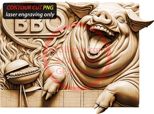 3D Illusion BBQ Pig Art for Laser Engraving | PNG Digital File | 14.00x10.41 Inch | Gf5bucks® - Etsy