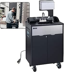 Ozark River Portable Sinks, Titan PRO 1 Black, Outdoor Portable Sink with Hot Water, Mobile Self Contained Sink with Water Tanks and Wheels, Portable Outdoor Hand Washing Sink Station
