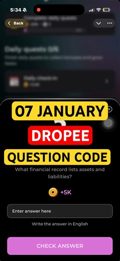 07 January Dropee Season 2 Question of the day | Dropee Question of the day Today |