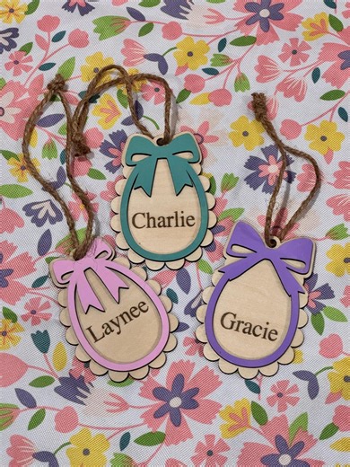 Personalized Easter Basket Tag | Spring Name Tag | Cottage Core | Wooden Tag | Reusable Easter - Etsy