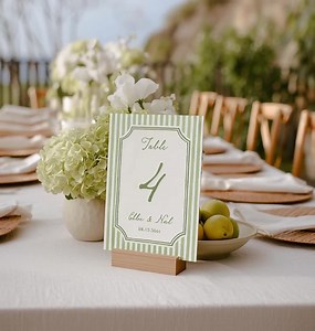 Green Striped Table Number Template, Watercolor, Printable Table Sign, Editable Template, INSTANT DOWNLOAD, Classic Garden Wedding 021 - Etsy