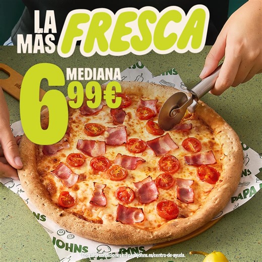 Todos los días puedes pillarte una pizza mediana a recoger por 6,99€ 🍕 🍕TODOS los días. Esto sí que te renta 😎 | Papa John's Pizza