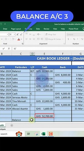 How to Balance a Double-Column Cash Book 3 | TechTricksGh #excel #shorts #cashbook