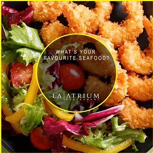 3.9K views · 8 comments | What do you prefer in our Lunch cum Hi-Tea? Fish or Prawns? Let us know in the comments section! #laatrium #seafood #fish #prawns #lahore #2k19 | La Atrium | Facebook