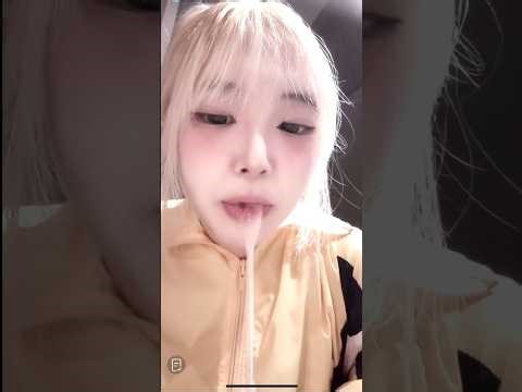 Korean girl spitting big drool while smoking