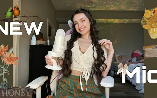 【beebee_助眠】女主播｜ASMR使用新麦克风(高灵敏度)快速和半侵略性的麦克风触发，泡沫和毛绒盖+( 1920 X 1080 )