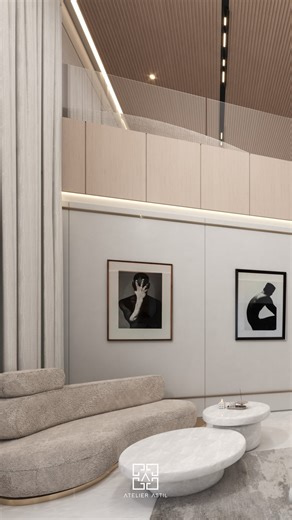 Atelier Astil on Instagram: "A bedroom envisioned as a refined private suite within a luxury residence in Bangalore -composed, layered, and quietly expansive. The bed anchors the space with soft geometry and calm textures, while secondary zones unfold naturally around it, offering moments for pause, reading, or reflection. A discreet workspace is integrated seamlessly into the architecture, supporting focus without disrupting the room’s serenity. The double-height volume introduces openness, car