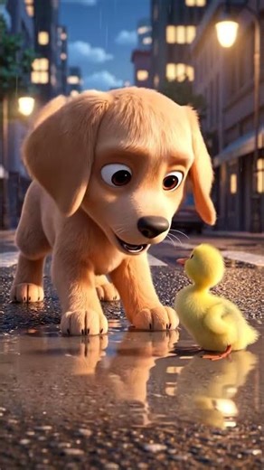 Puppy trying to save duckling 🐥 #shorts #viralshorts #shortsfeed #puppy #duckling