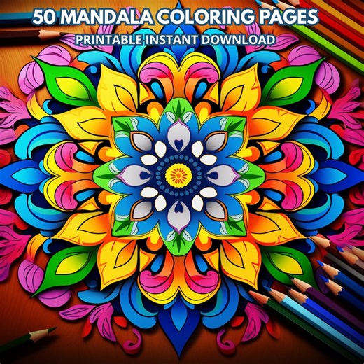 50 Mandala Coloring Pages Printable, Relaxing Mandala Art, Mindfulness Coloring Sheets, Stress Relief Coloring Page PDF - Etsy