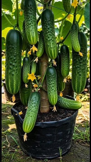 🥒 Grow Unlimited Cucumbers in Buckets at Home 😱 #Shorts