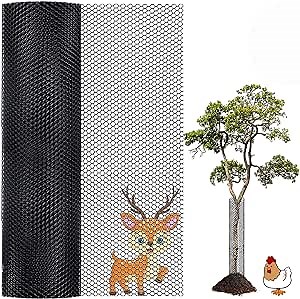 280 Inches Mesh Tree Trunk Protectors, DIY Tree Bark Guard Protector for Preventing Tree from Deer, Mowers,Trimmers, Black