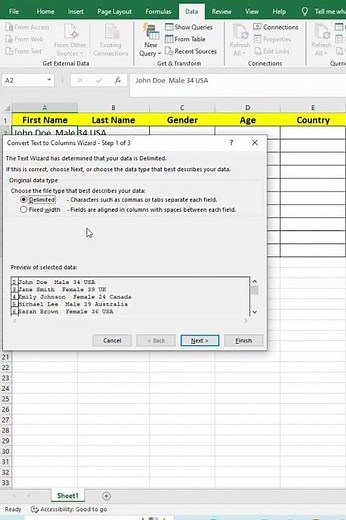 How to Separate Text into Columns in Excel |Quick Guide #excel #exceltips #exceltutorial