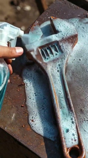 Extreme Rust Cleaning Adjustable Wrench Restoration in Macro Detail