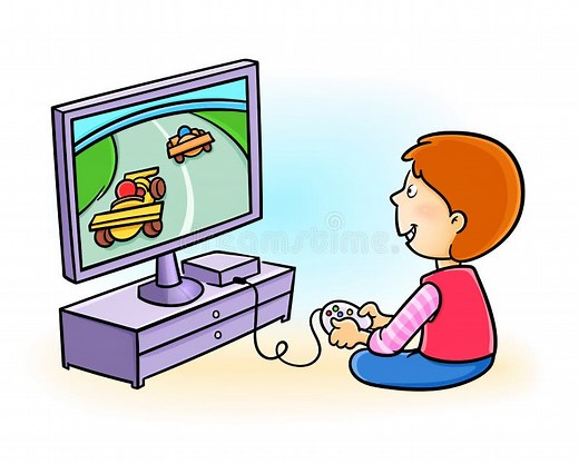 Happy Little Cute Kid Playing Video Game. the Boy Has Addiction To Computer Game Stock Vector - Illustration of clipart, cartoon: 169919615