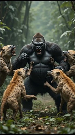 Two Gorillas vs Five Hyenas Epic Jungle Battle for Survival