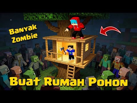 KITA MEMBUAT RUMAH POHON BERLINDUNG DARI ZOMBIE APOCALIPSE DI MCPE