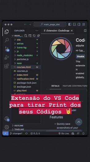 Extensão do #VsCode para tirar print do seus códigos. #javascript #nodejs #programacao #javascriptbrasil