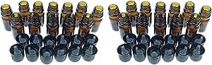 mEssentials 24 Pack of 10ml Amber Glass Bottles with Euro Dropper Caps - Great for Essential Oils, Perfumes and DIY Aromatherapy - Easy to Fill, Clean and Reuse - Protective and Durable