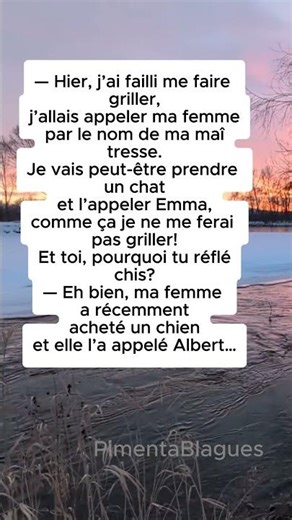— Hier, j’ai failli me faire griller,j’allais appeler ma femmepar le nom de ma maîtresse...#blagues