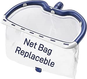Pool Net Skimmer, 18.5" Pool Nets for Cleaning with Replaceable Heavy-Duty Mesh, Pool Skimmer Net for Fast Debris Removal, Sturdy ABS Frame Pool Leaf Net for Above-Ground & In-Ground Pools