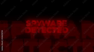 Spyware Detected Red Warning Error Alert Computer Virus alert Hacking Message Glitch. Cyber threat , hacker, computer virus malware, Cybersecurity vulnerability, data breach, illegal connection. Stock Video