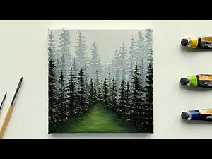 How to Paint a Misty Forest with Pine Trees | Acrylic Painting Tutorial